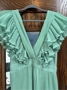 Topshop Mint Green Pleated Ruffle Prom Dress